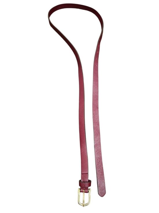Maison Boinet Paris Burgundy Leather Skinny Belt Gold Buckle France Size 30 Luxu
